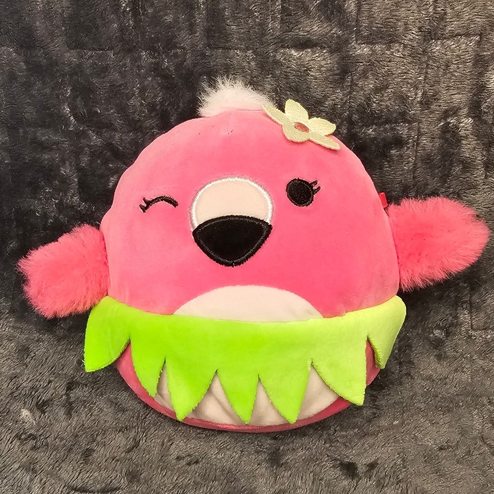 Squishmallows Cookie the Flamingo Mystery Squad Pink Hula Skirt 5" Plush Toy